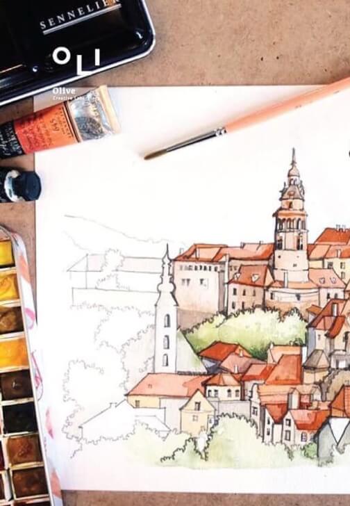 Water Color the City View