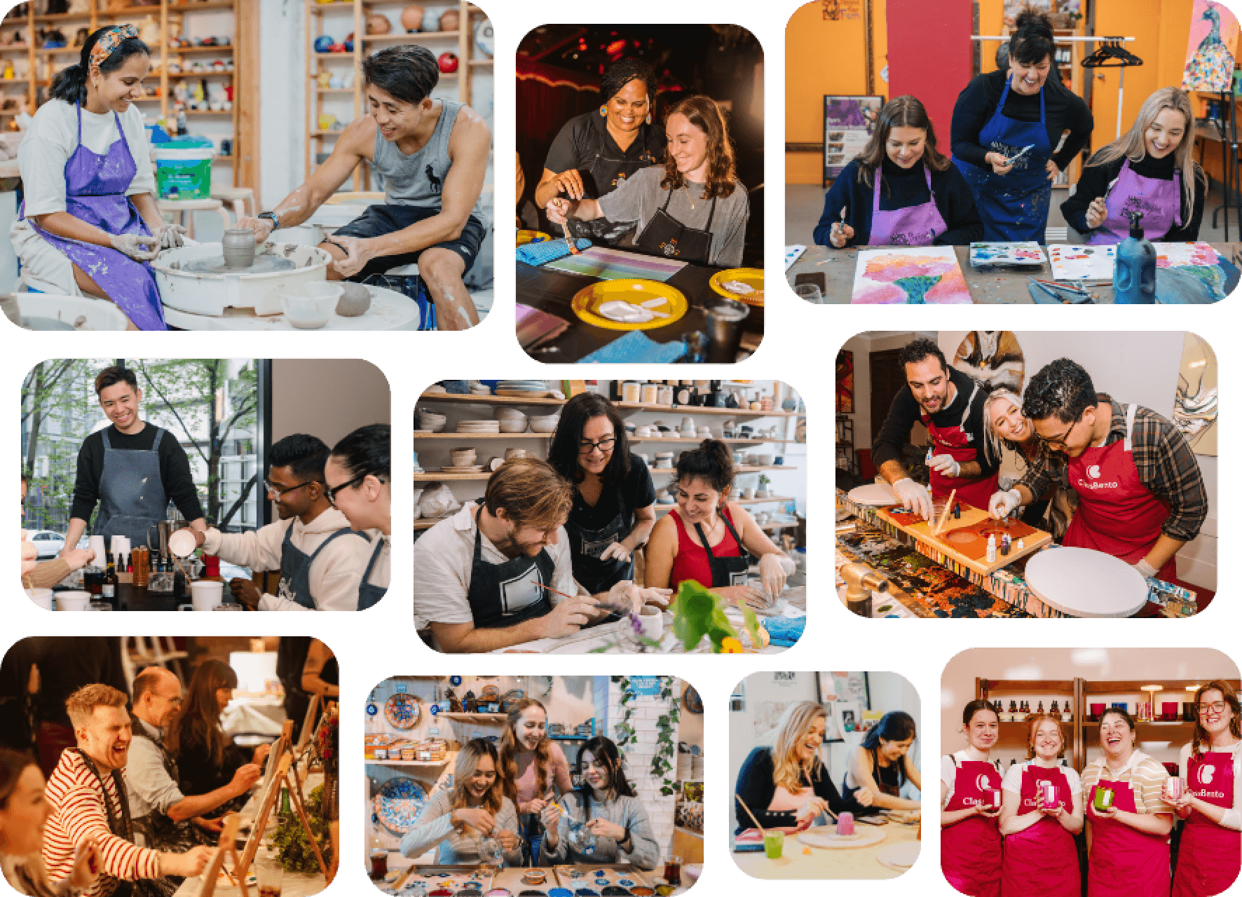 A mosaic of pottery, cooking, painting and craft workshops run on ClassBento